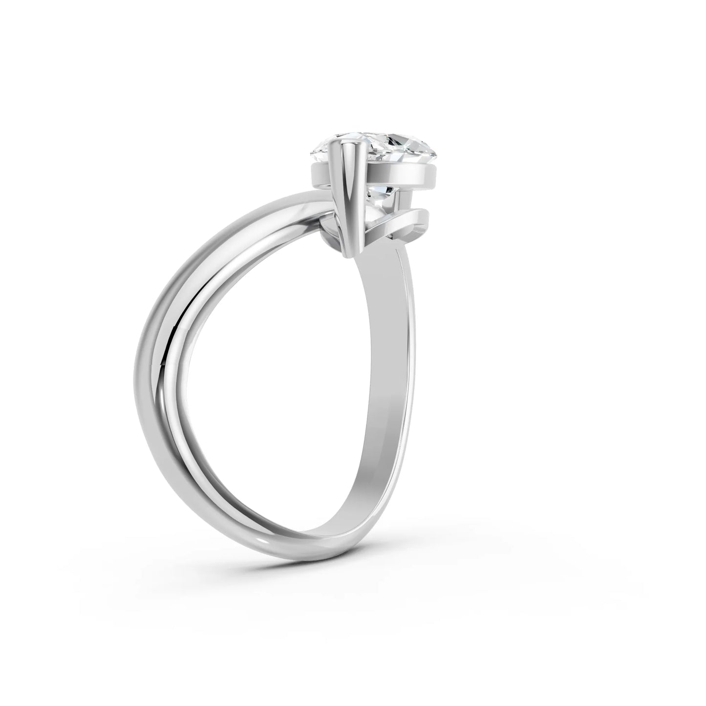14K Gold Marquise Cut Diamond Cloud Offset Engagement Ring