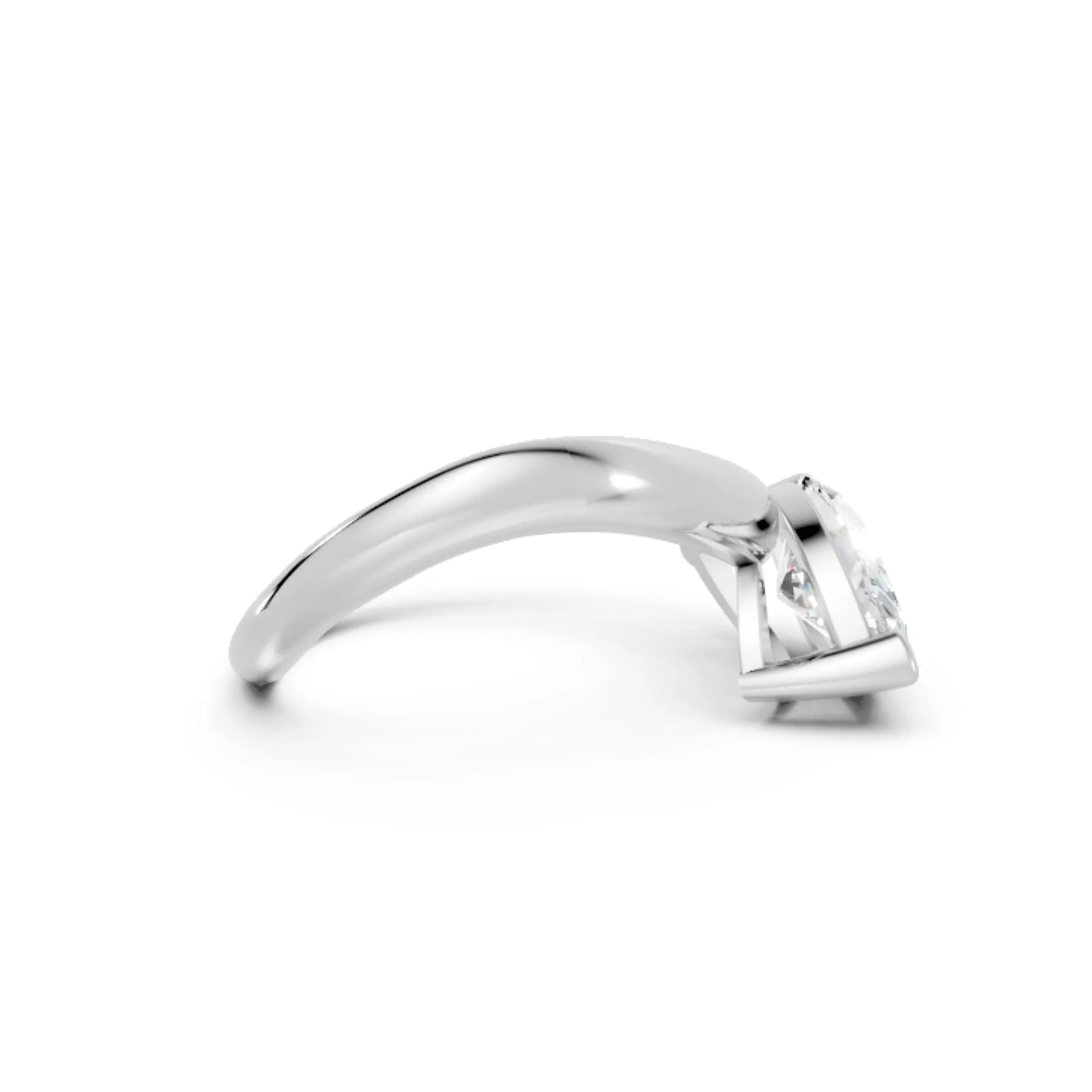 14K Gold Marquise Cut Diamond Cloud Offset Engagement Ring