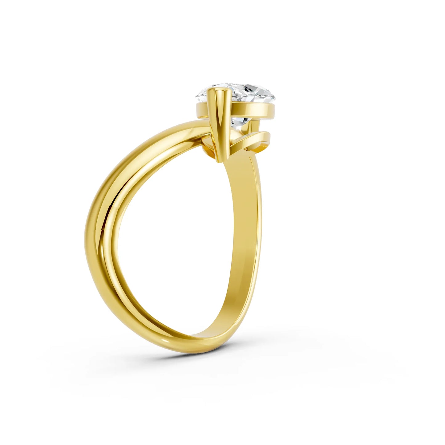 14K Gold Marquise Cut Diamond Cloud Offset Engagement Ring