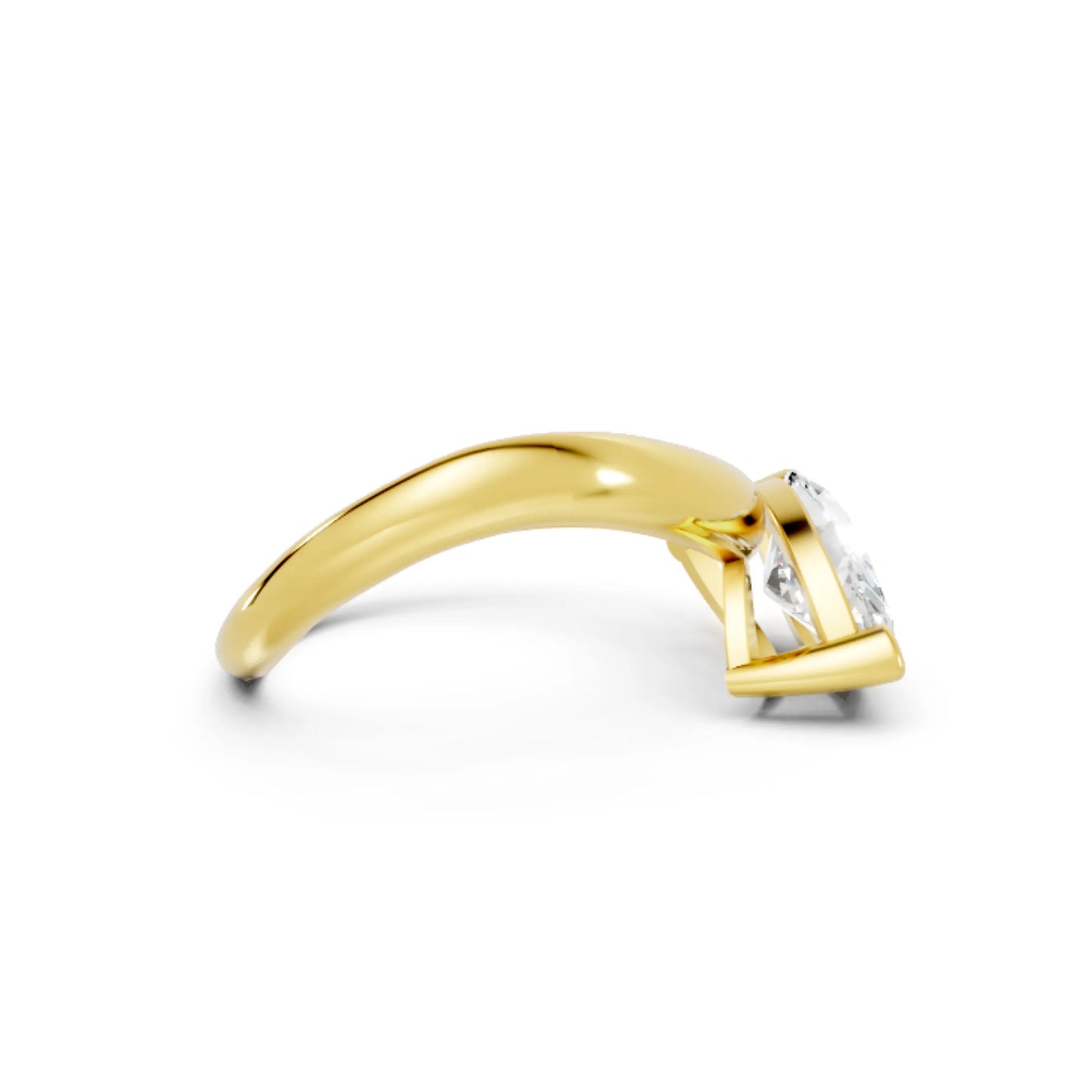 14K Gold Marquise Cut Diamond Cloud Offset Engagement Ring
