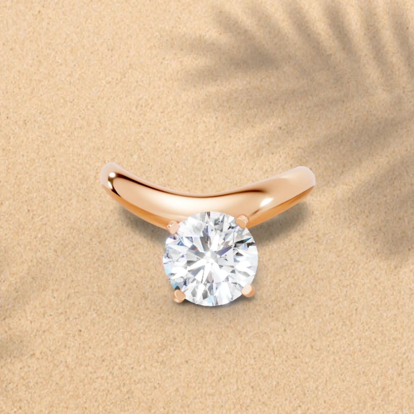 14K Gold Round Cut Diamond Cloud Offset Engagement Ring