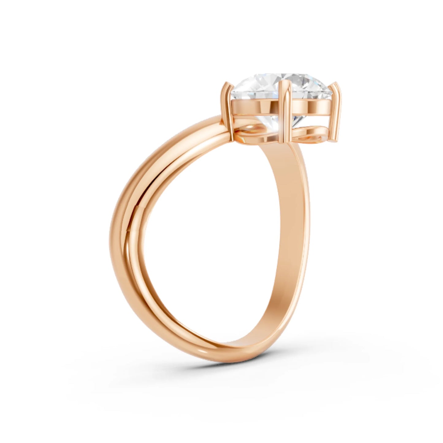 14K Gold Round Cut Diamond Cloud Offset Engagement Ring