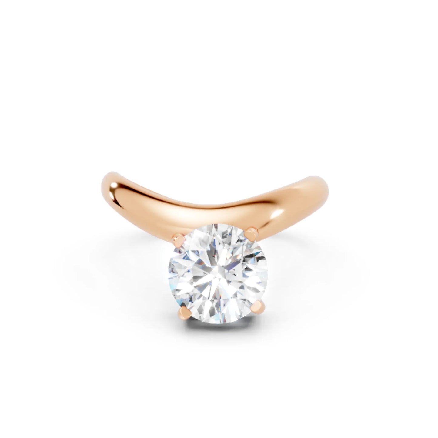 14K Gold Round Cut Diamond Cloud Offset Engagement Ring