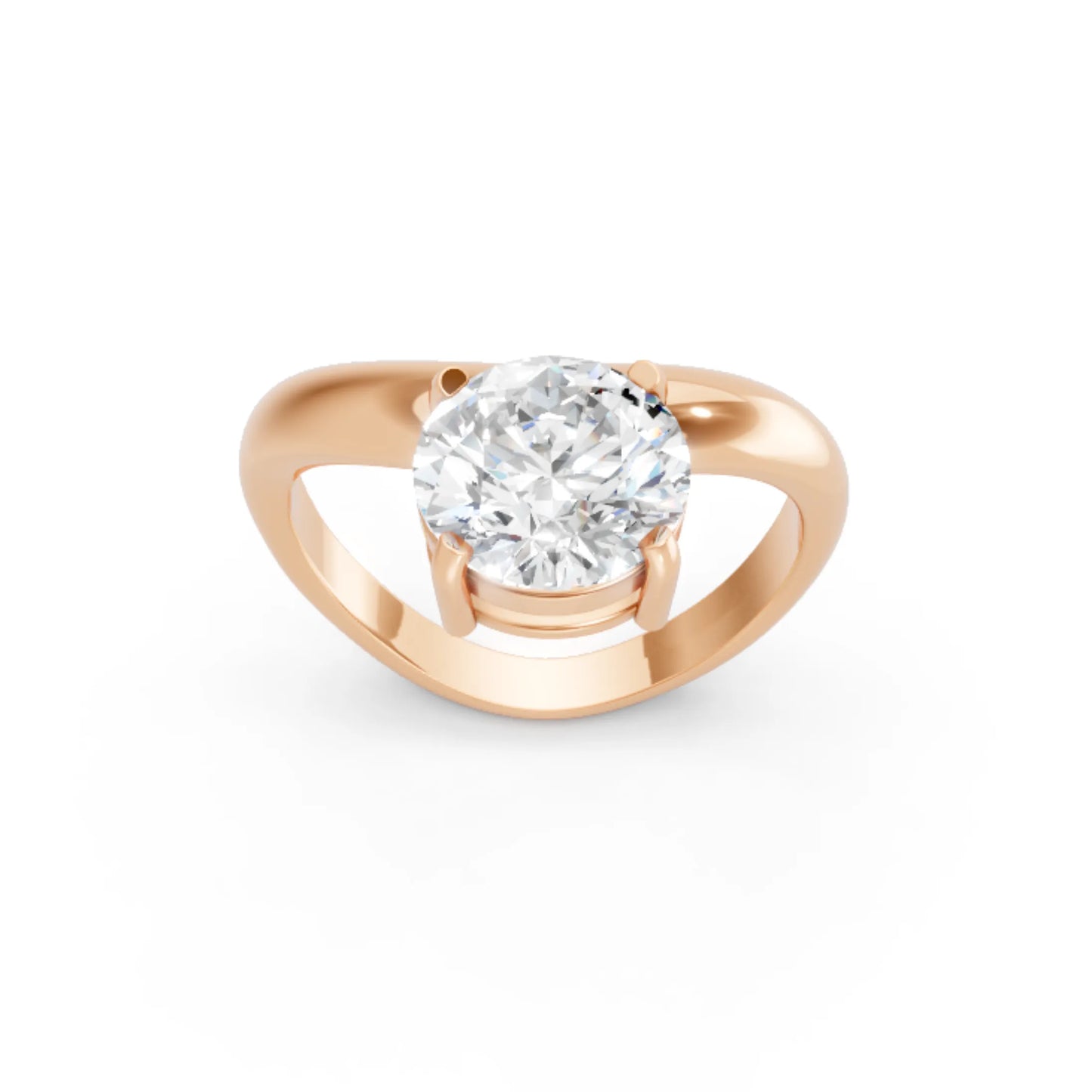 14K Gold Round Cut Diamond Cloud Offset Engagement Ring