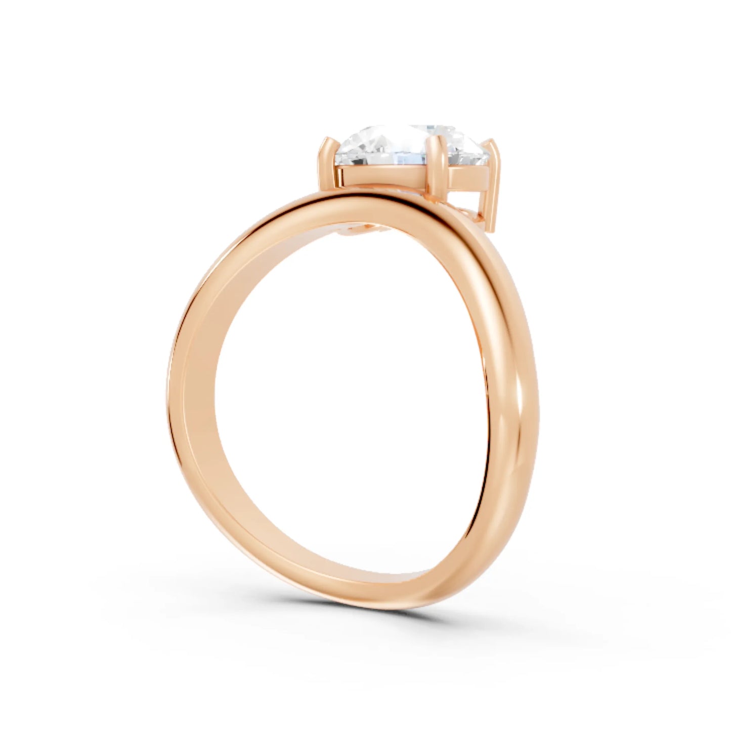 14K Gold Round Cut Diamond Cloud Offset Engagement Ring