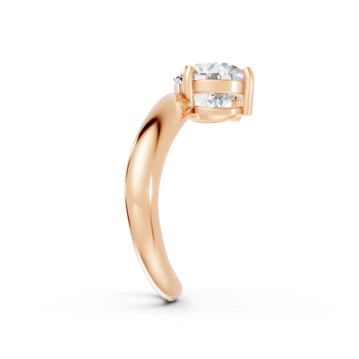 14K Gold Round Cut Diamond Cloud Offset Engagement Ring