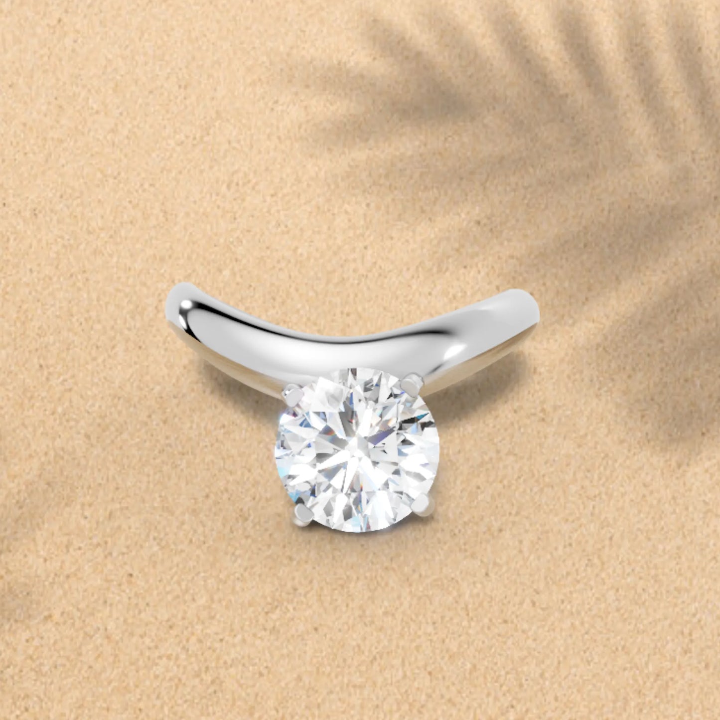 14K Gold Round Cut Diamond Cloud Offset Engagement Ring