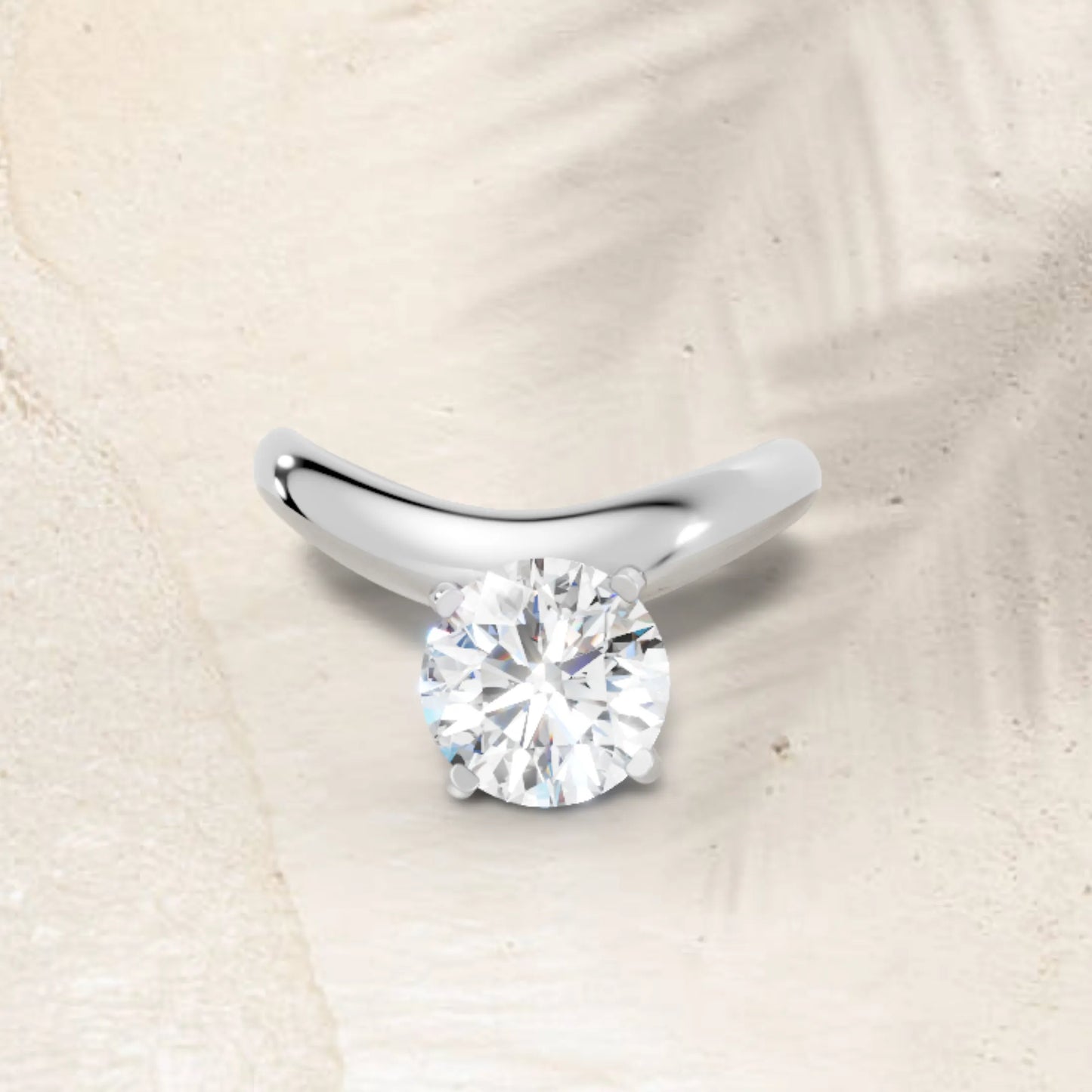 14K Gold Round Cut Diamond Cloud Offset Engagement Ring