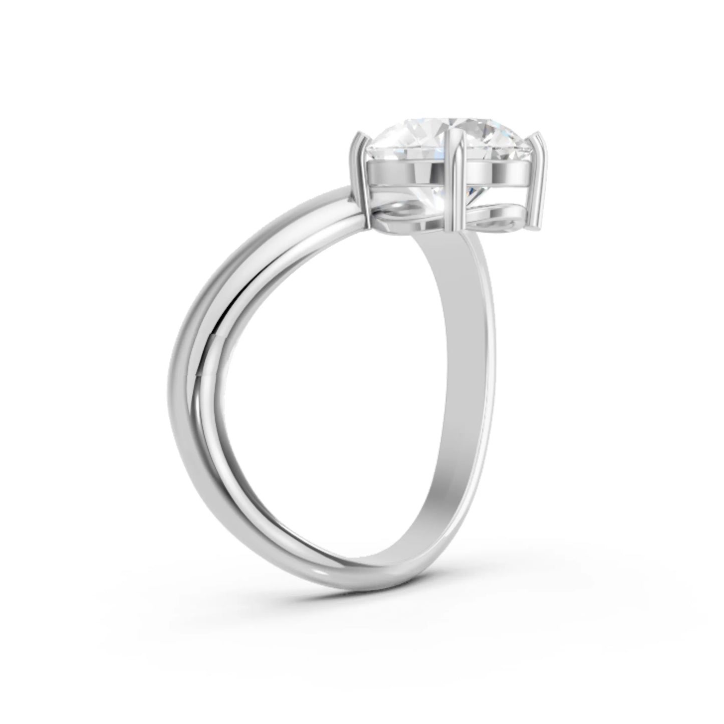 14K Gold Round Cut Diamond Cloud Offset Engagement Ring