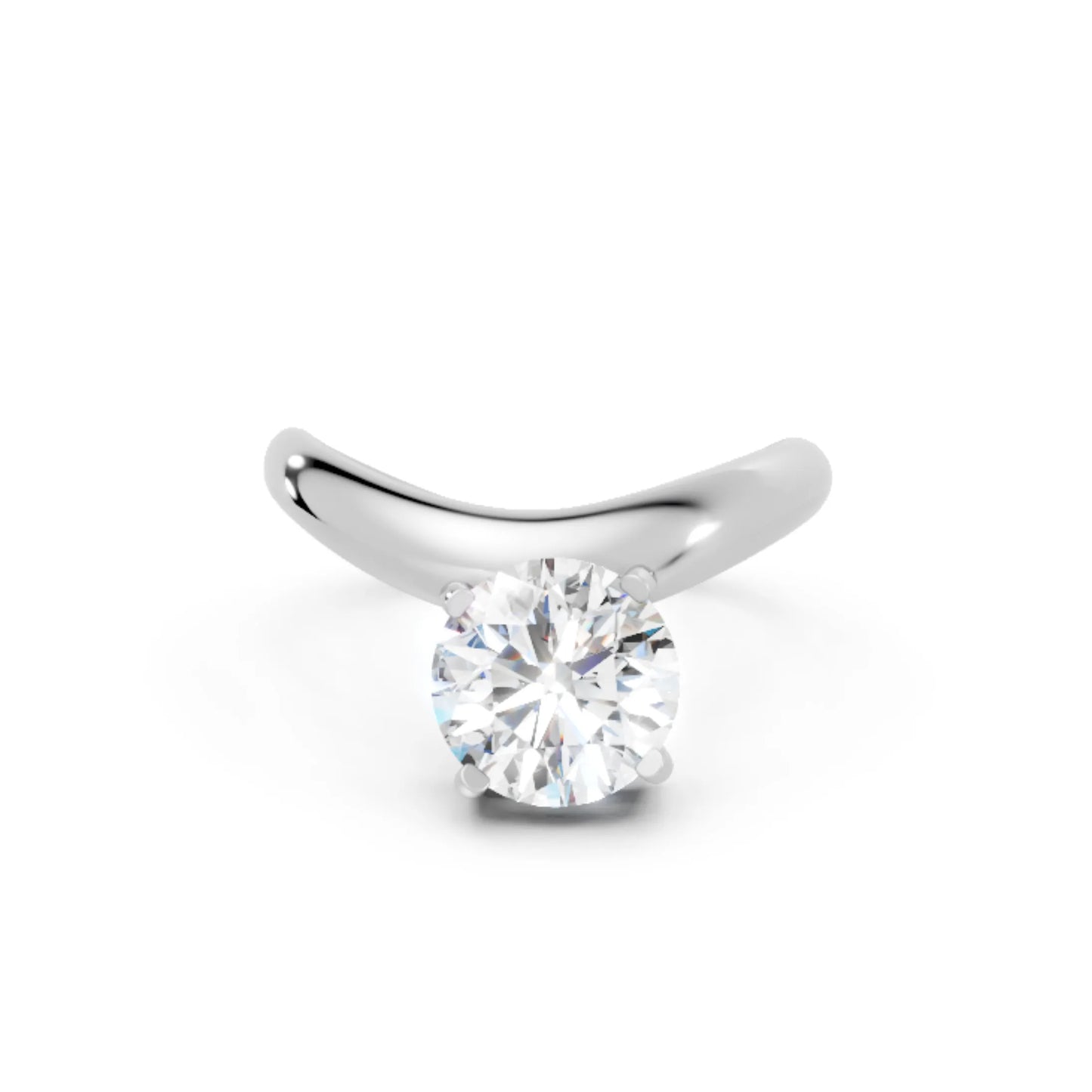 14K Gold Round Cut Diamond Cloud Offset Engagement Ring