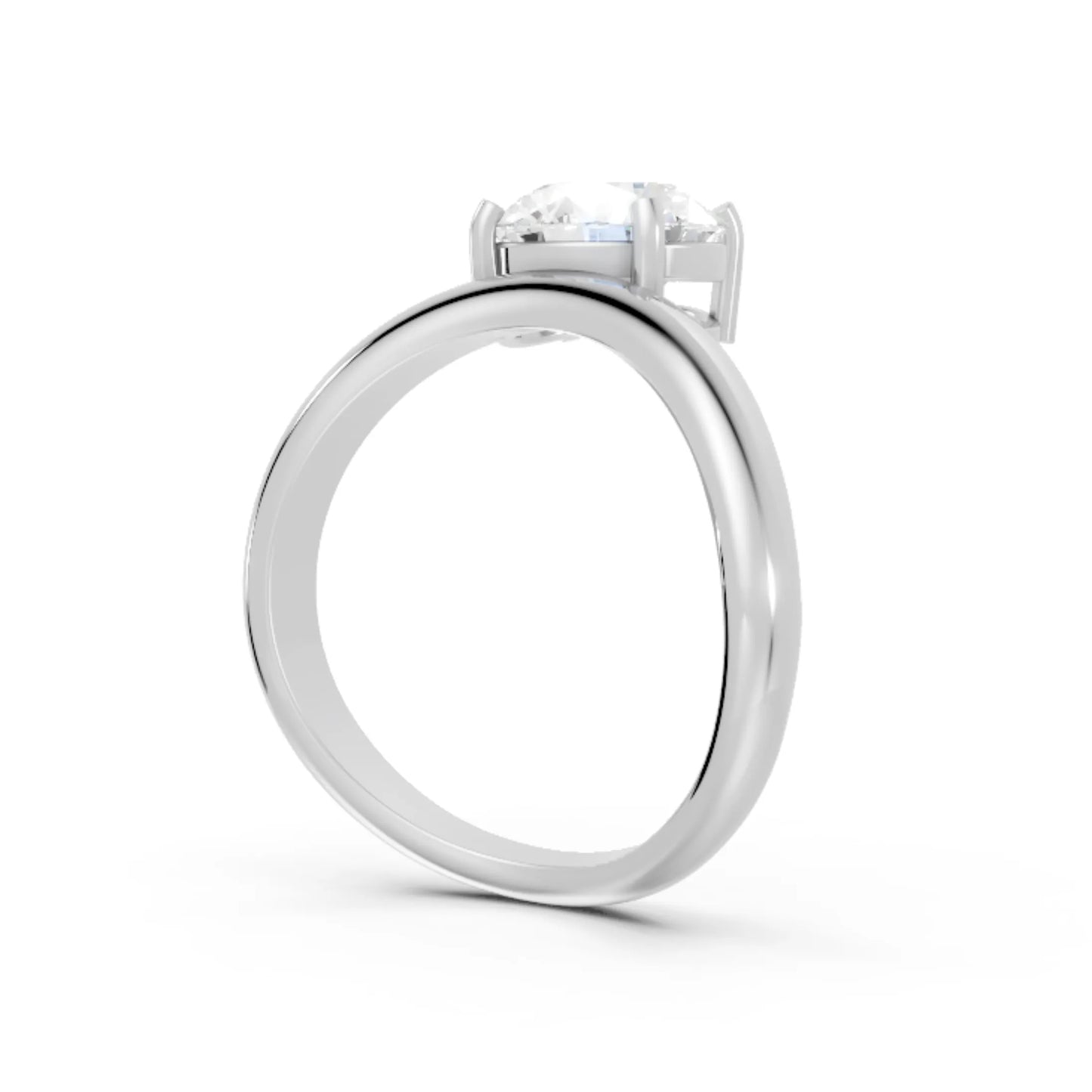 14K Gold Round Cut Diamond Cloud Offset Engagement Ring