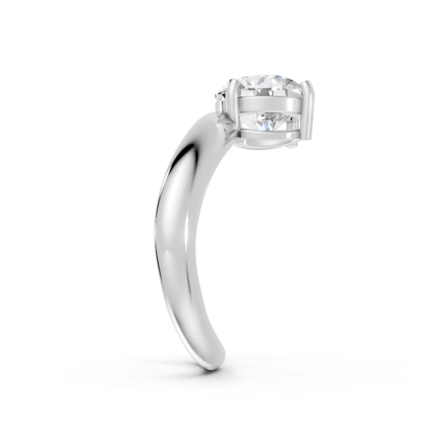 14K Gold Round Cut Diamond Cloud Offset Engagement Ring