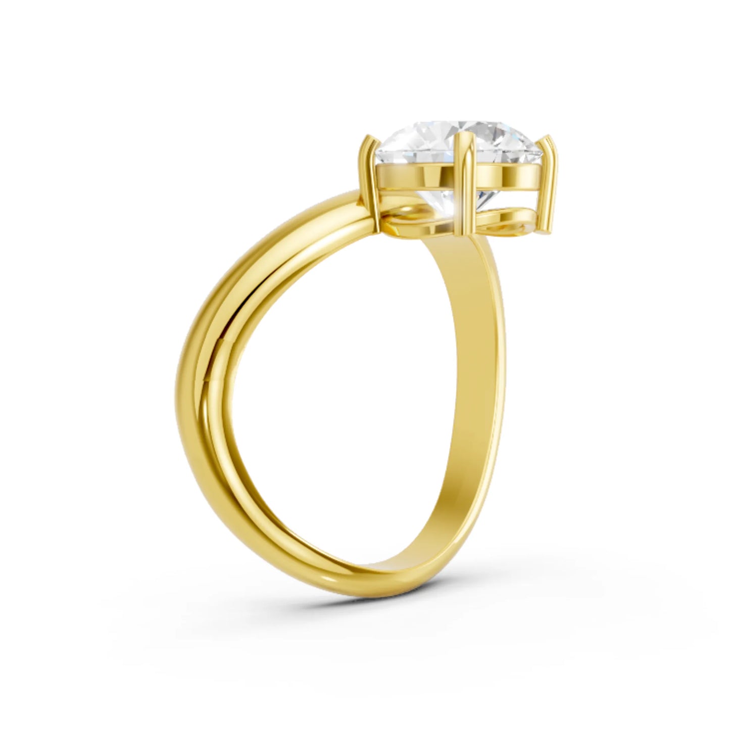 14K Gold Round Cut Diamond Cloud Offset Engagement Ring