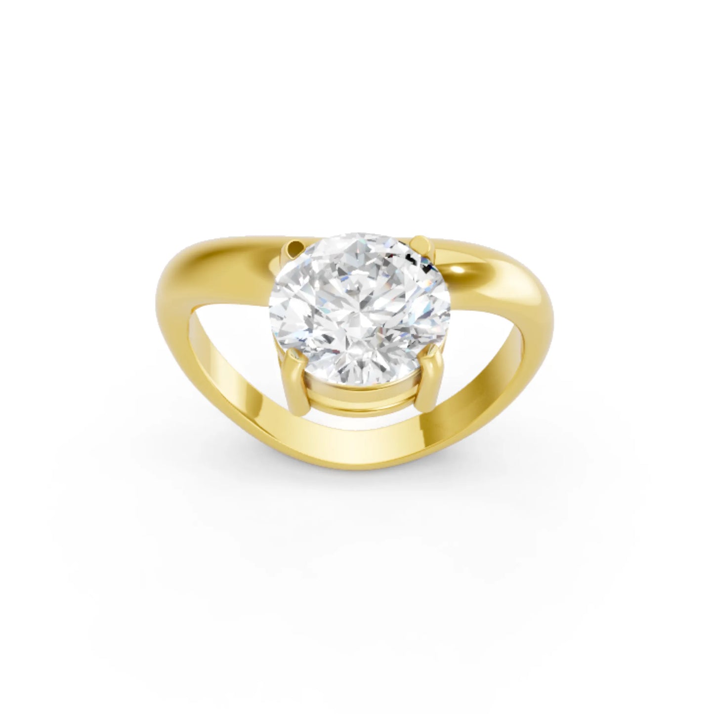 14K Gold Round Cut Diamond Cloud Offset Engagement Ring
