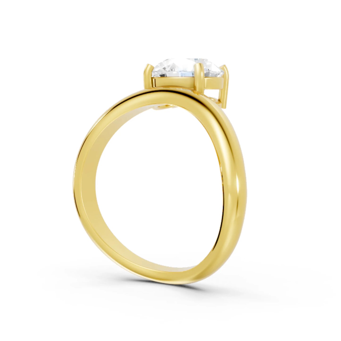 14K Gold Round Cut Diamond Cloud Offset Engagement Ring
