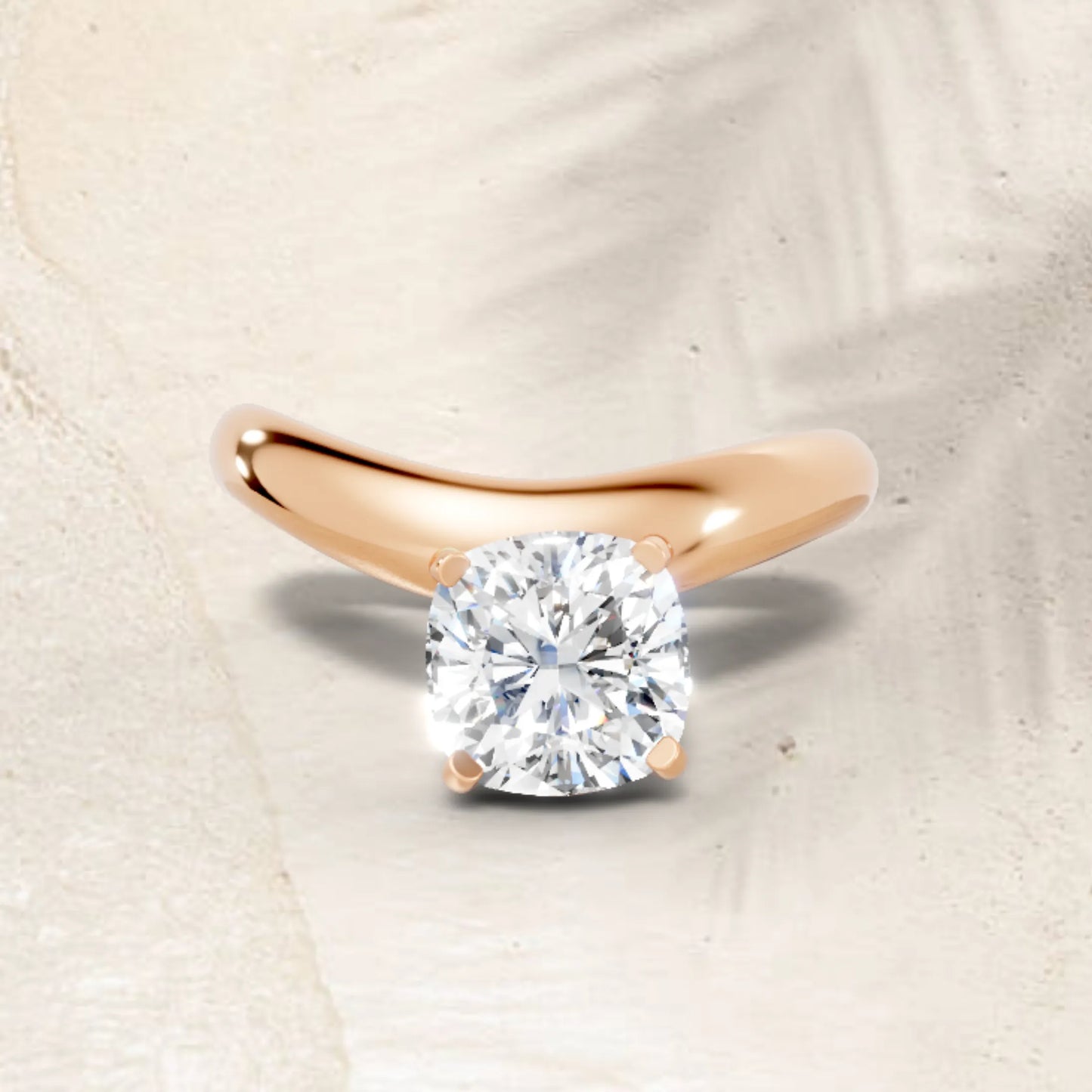 14K Gold Cushion Cut Diamond Cloud Offset Engagement Ring