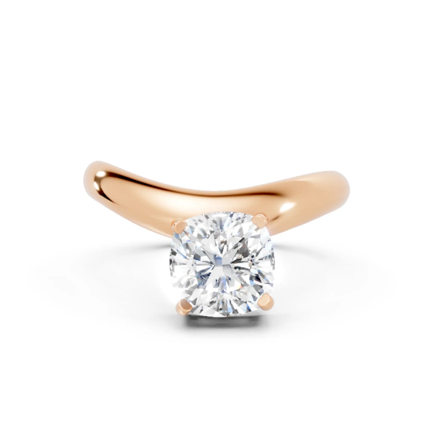 14K Gold Cushion Cut Diamond Cloud Offset Engagement Ring