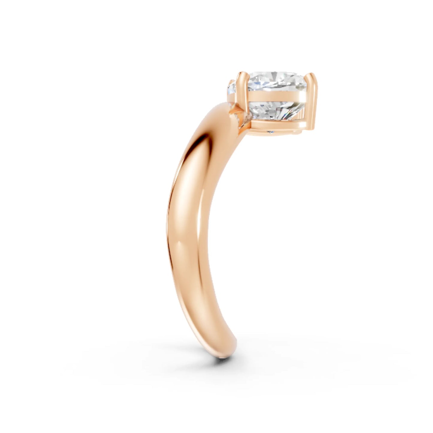 14K Gold Cushion Cut Diamond Cloud Offset Engagement Ring