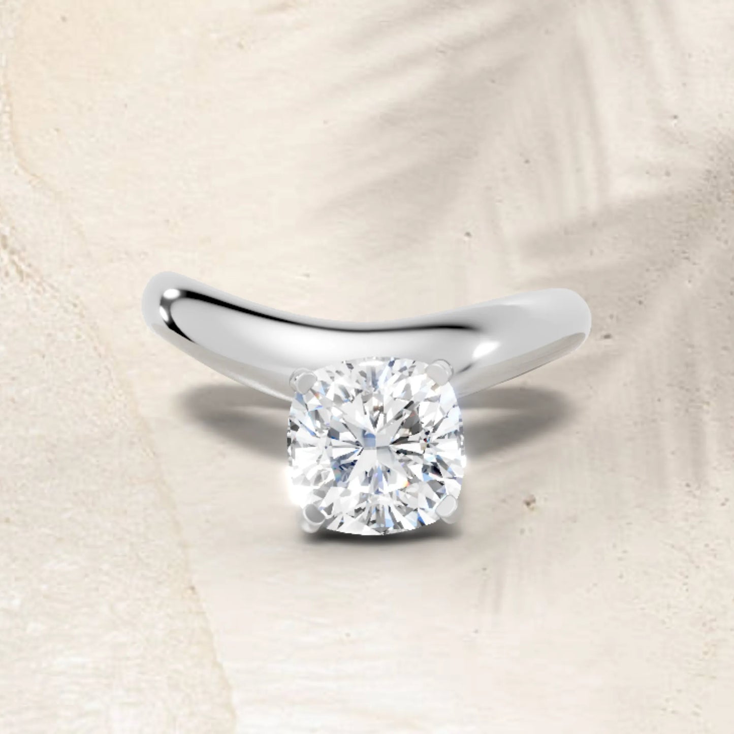 14K Gold Cushion Cut Diamond Cloud Offset Engagement Ring