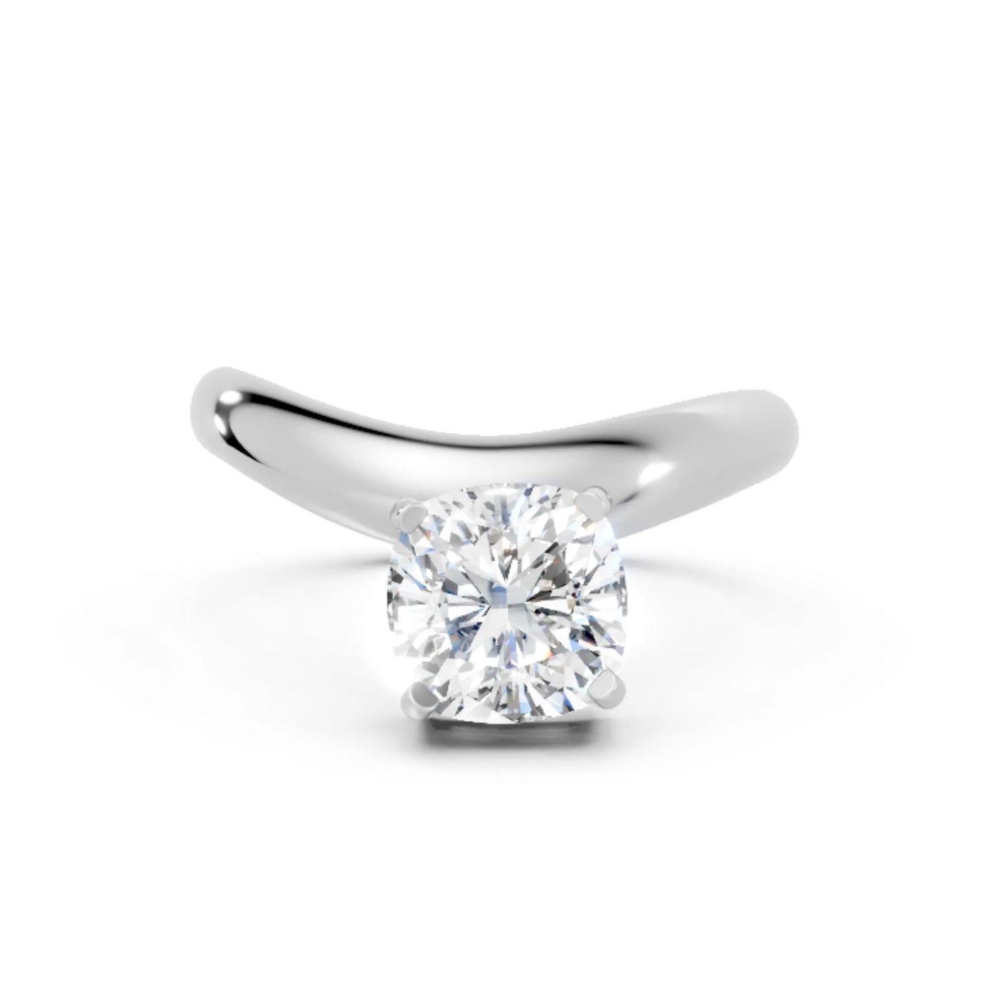 14K Gold Cushion Cut Diamond Cloud Offset Engagement Ring