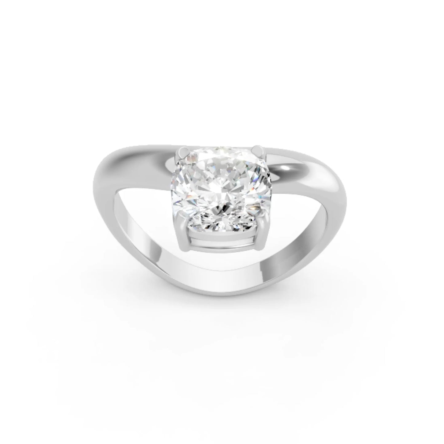 14K Gold Cushion Cut Diamond Cloud Offset Engagement Ring