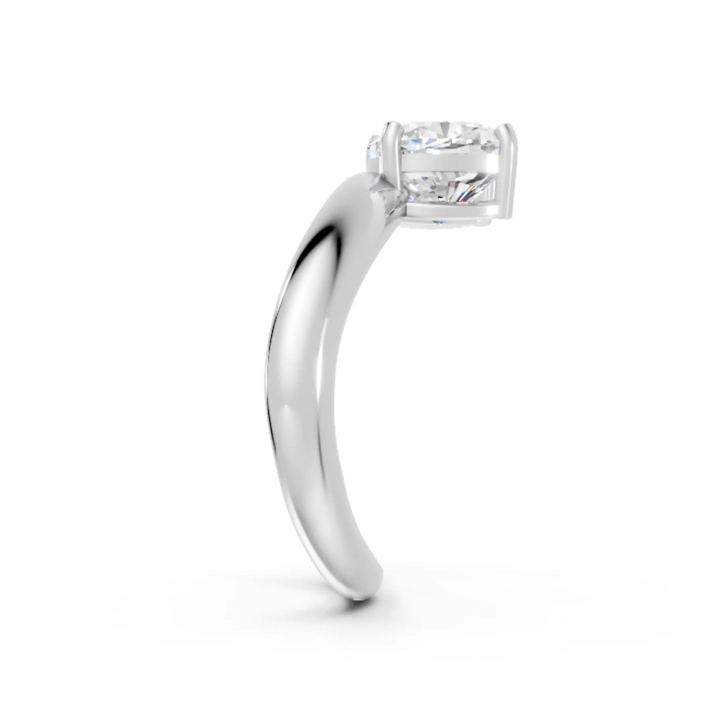 14K Gold Cushion Cut Diamond Cloud Offset Engagement Ring