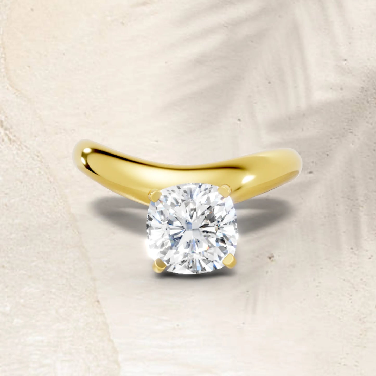 14K Gold Cushion Cut Diamond Cloud Offset Engagement Ring