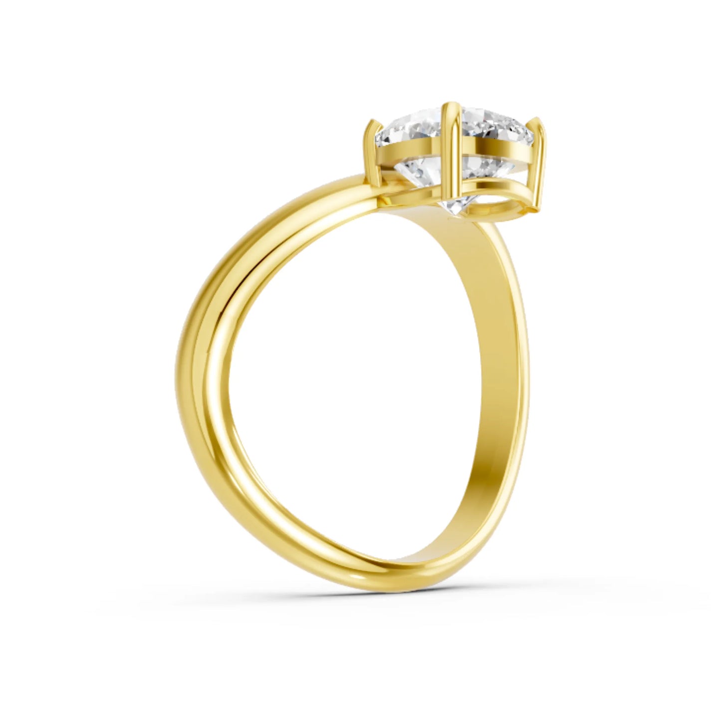 14K Gold Cushion Cut Diamond Cloud Offset Engagement Ring