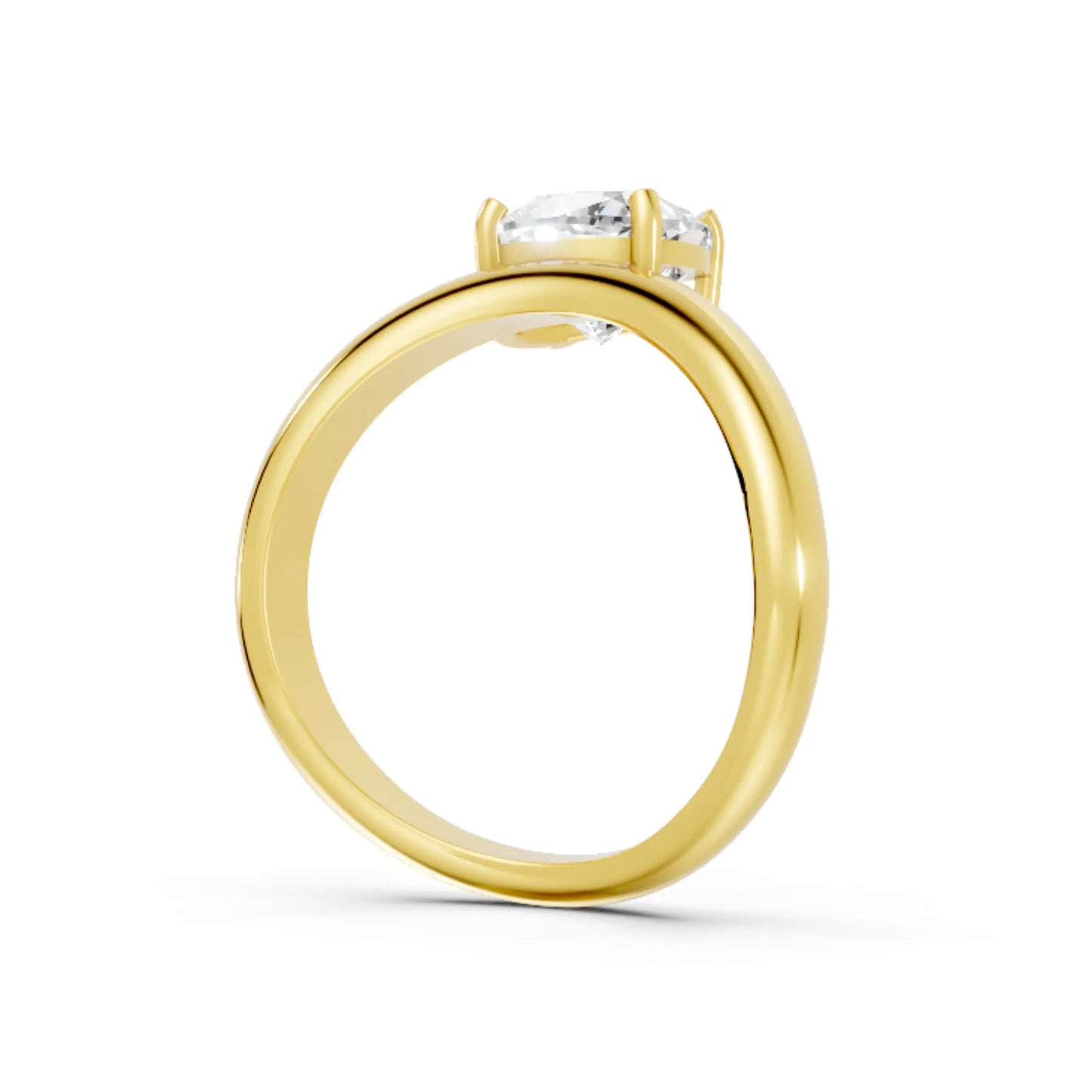 14K Gold Cushion Cut Diamond Cloud Offset Engagement Ring