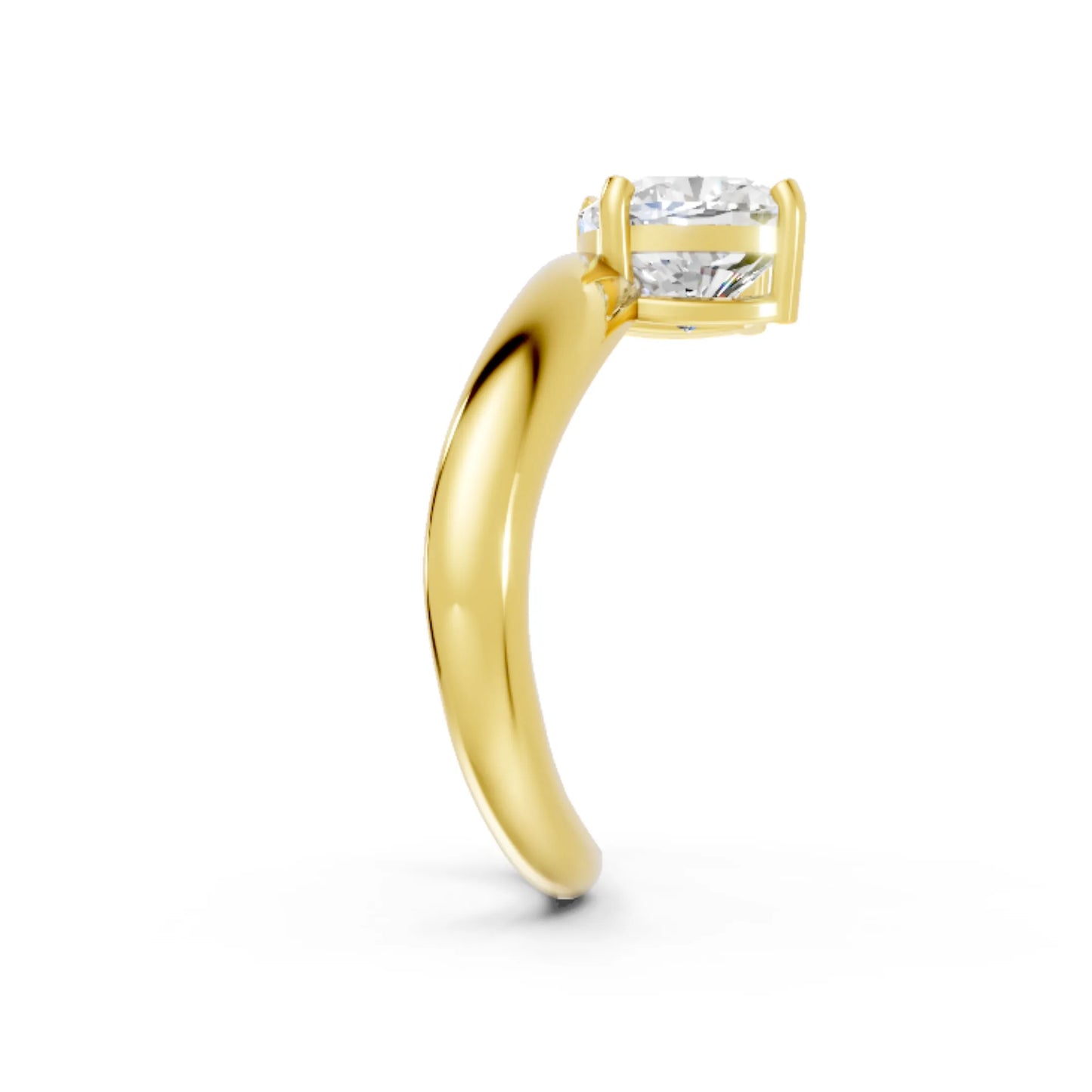 14K Gold Cushion Cut Diamond Cloud Offset Engagement Ring