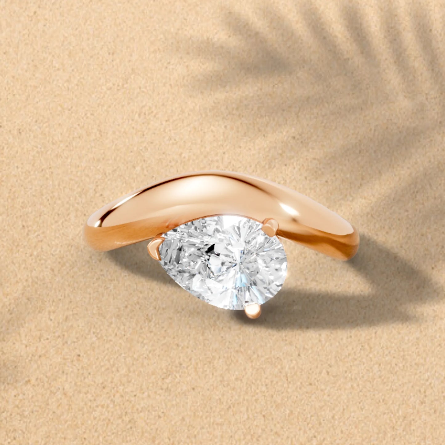 14K Gold Pear Cut Diamond Cloud Engagement Ring