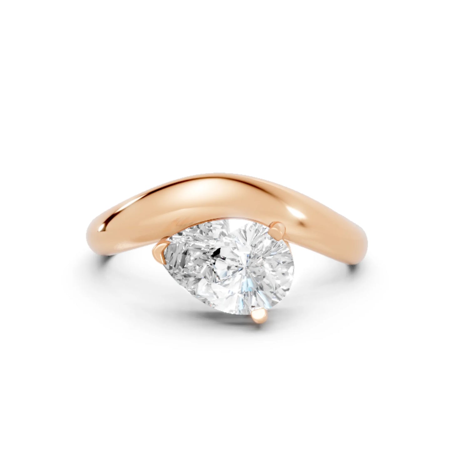 14K Gold Pear Cut Diamond Cloud Engagement Ring