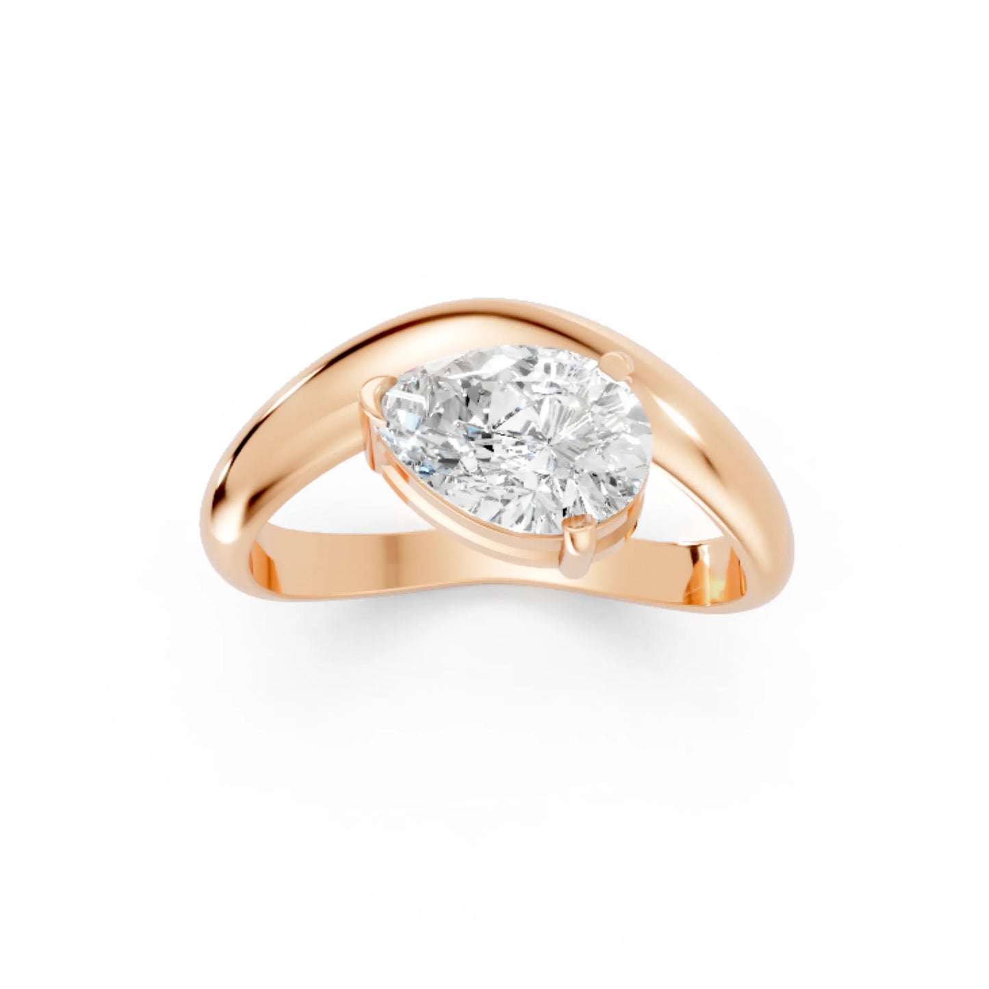 14K Gold Pear Cut Diamond Cloud Engagement Ring