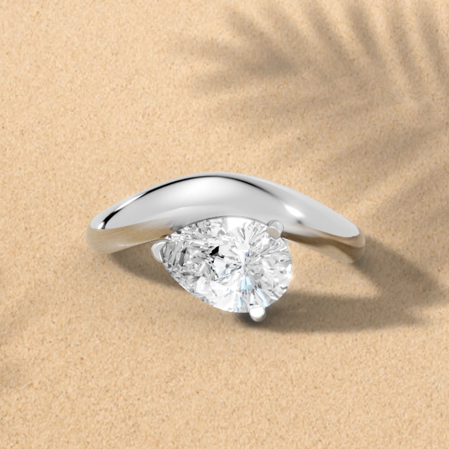 14K Gold Pear Cut Diamond Cloud Engagement Ring