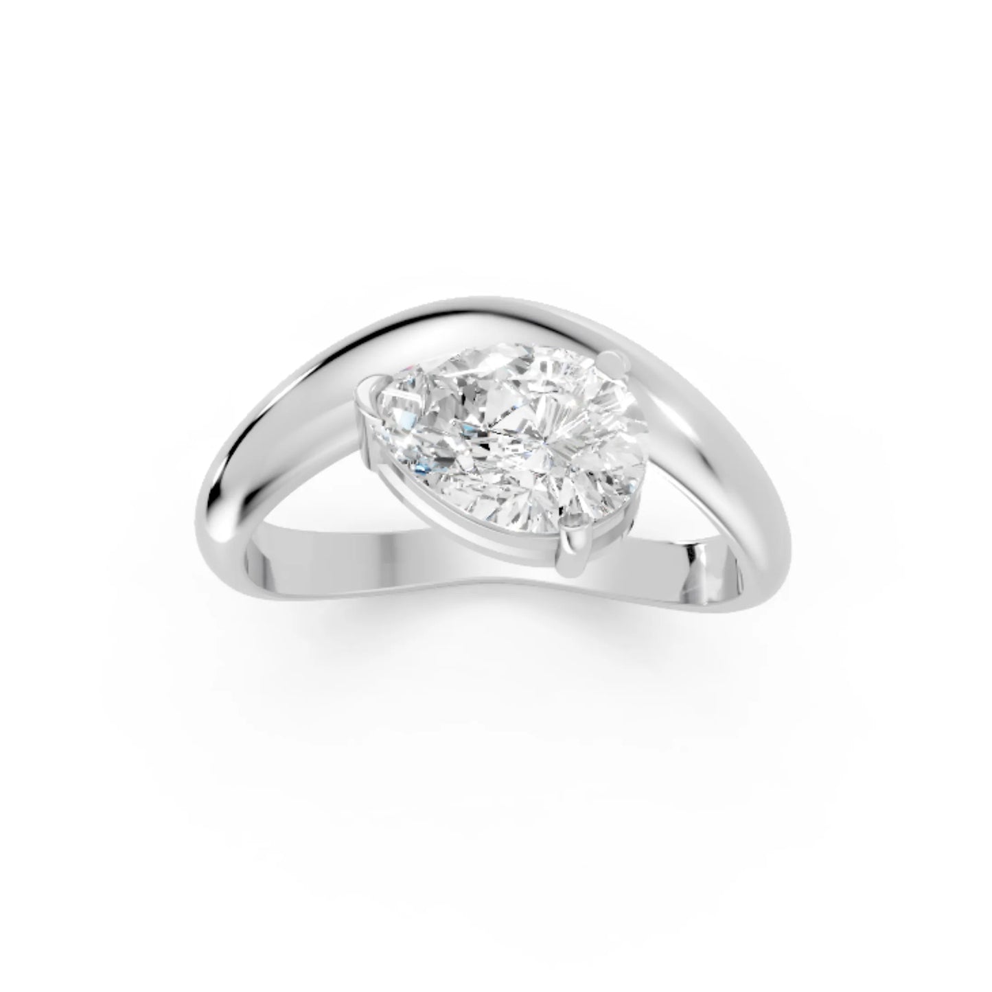 14K Gold Pear Cut Diamond Cloud Engagement Ring