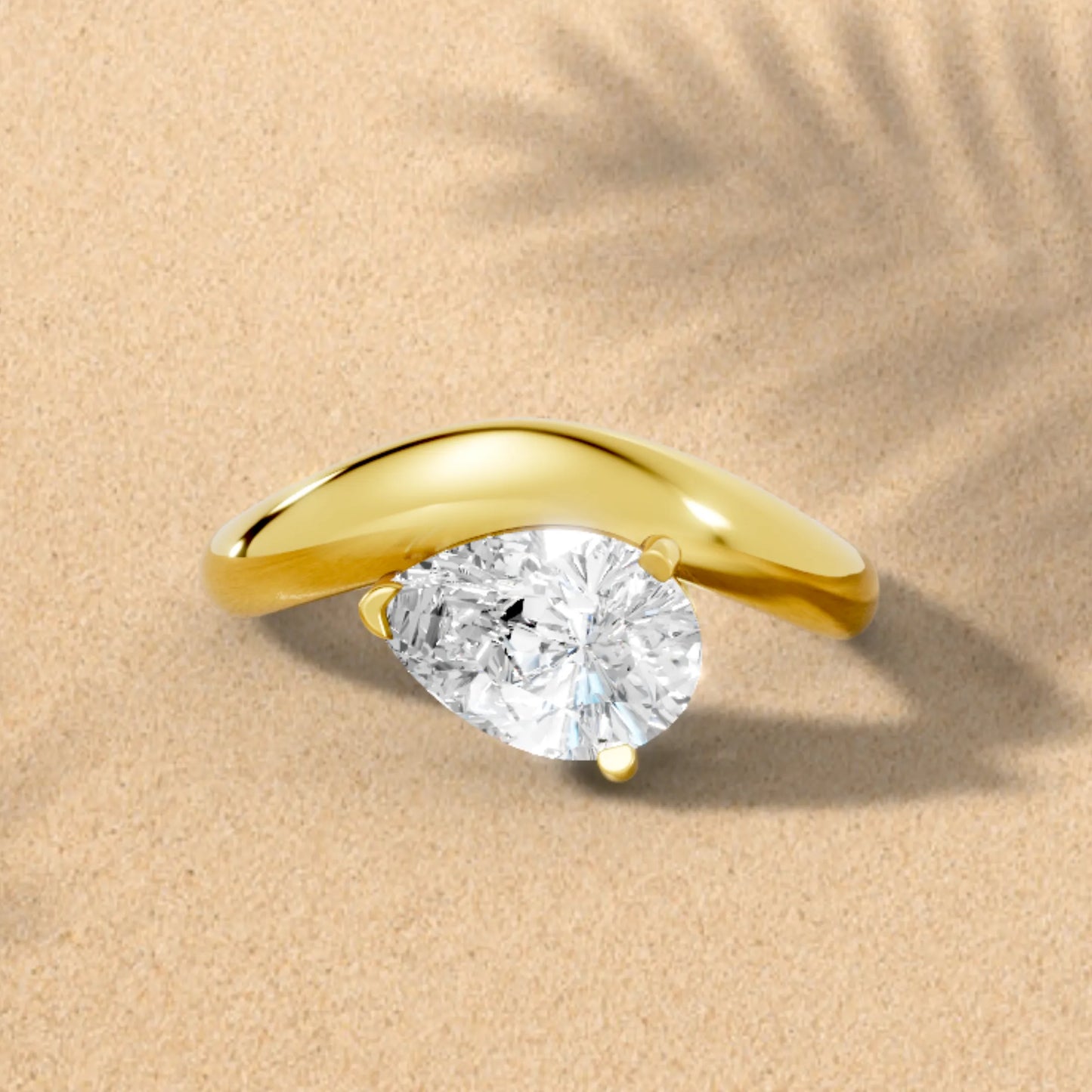14K Gold Pear Cut Diamond Cloud Engagement Ring