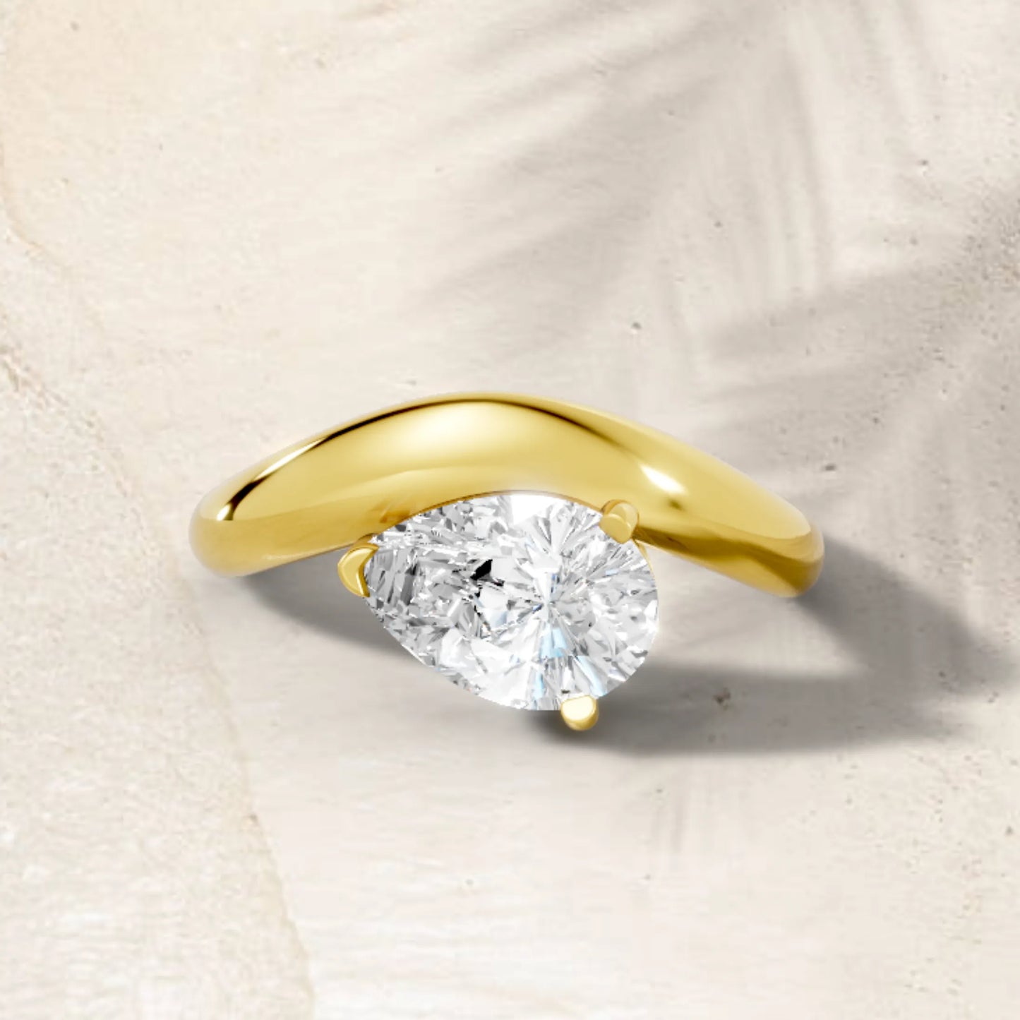14K Gold Pear Cut Diamond Cloud Engagement Ring