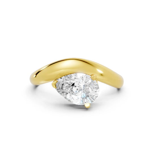 14K Gold Pear Cut Diamond Cloud Engagement Ring