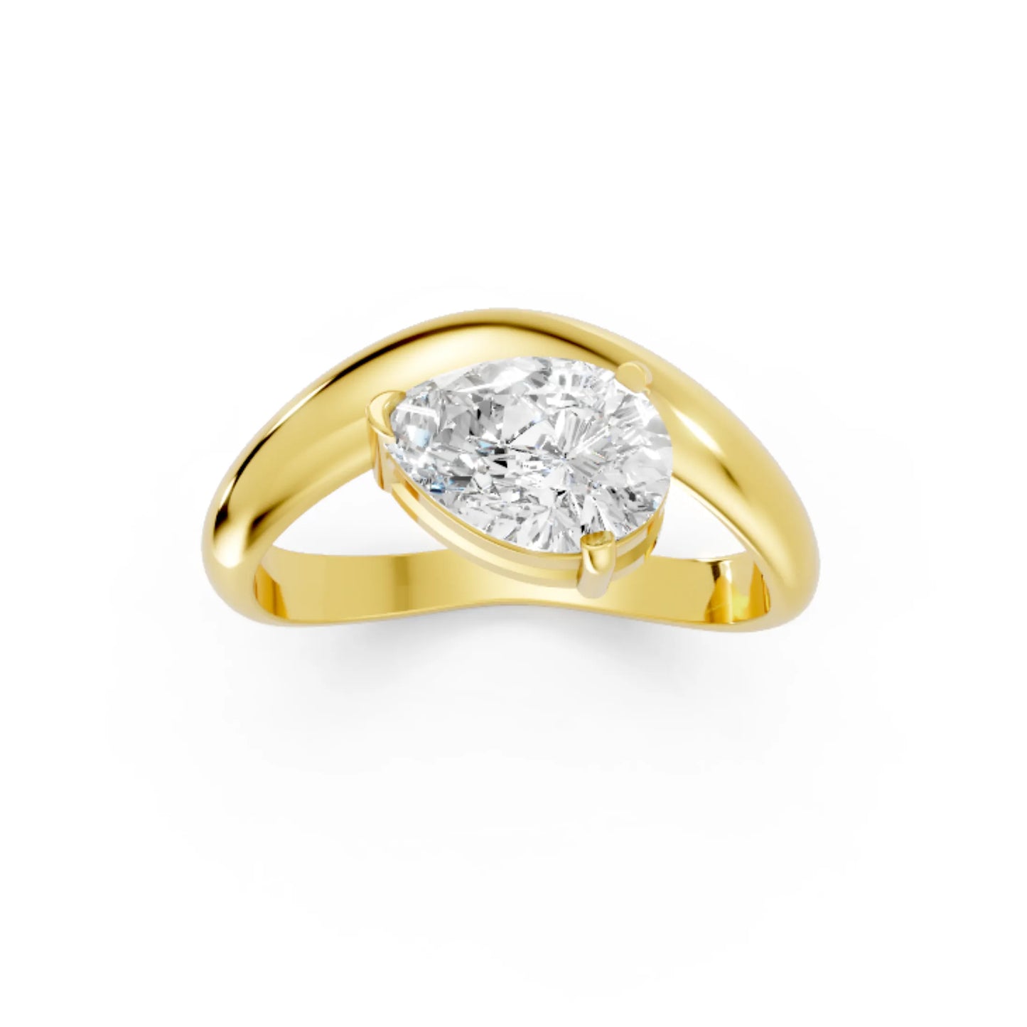 14K Gold Pear Cut Diamond Cloud Engagement Ring
