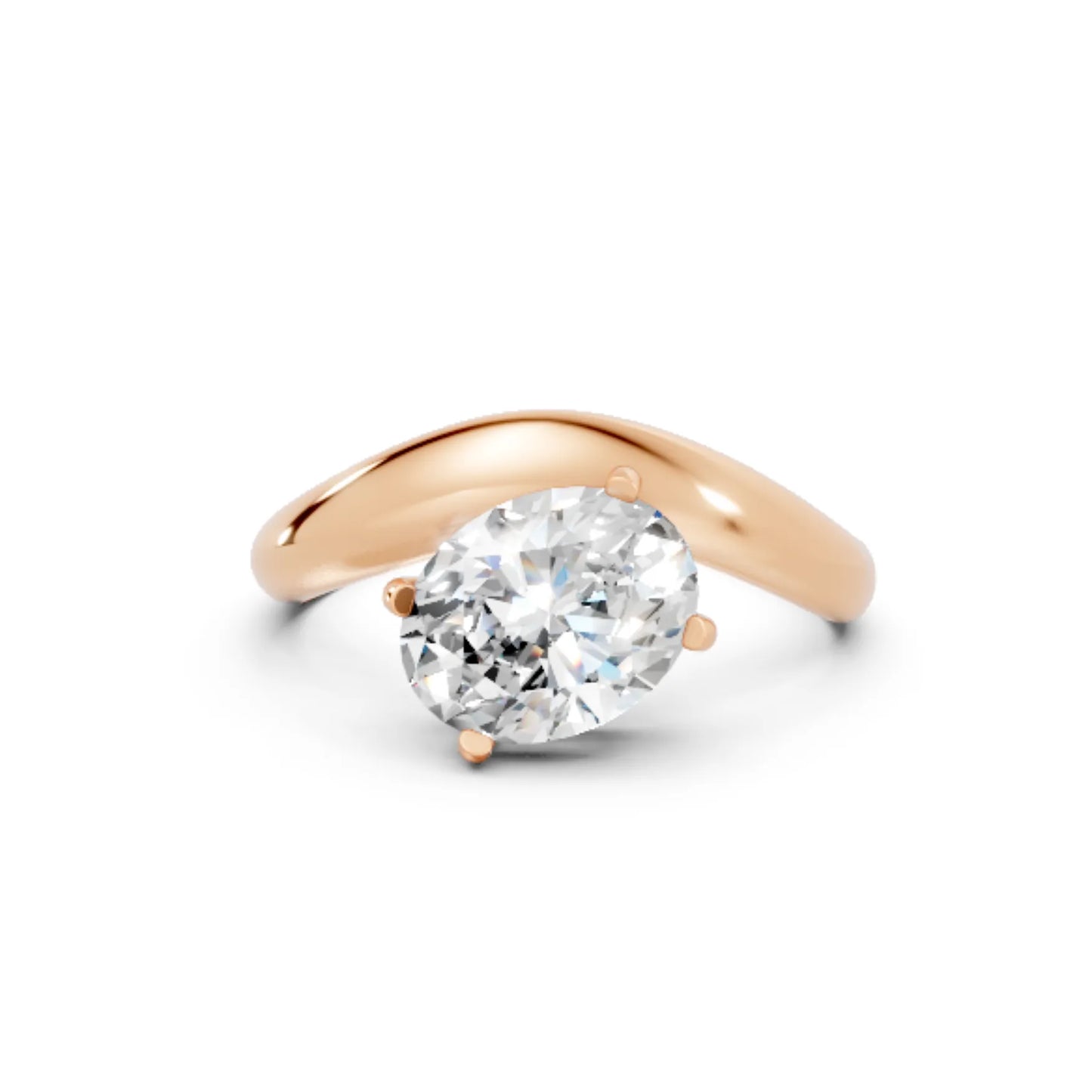 14K Gold Oval Cut Diamond Cloud Engagement Ring