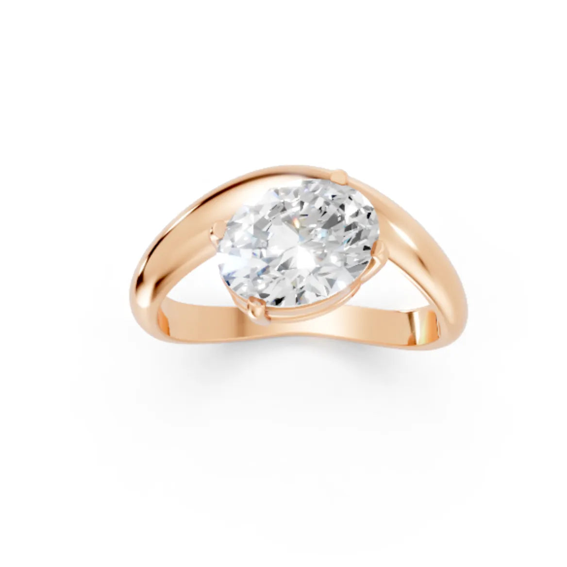 14K Gold Oval Cut Diamond Cloud Engagement Ring