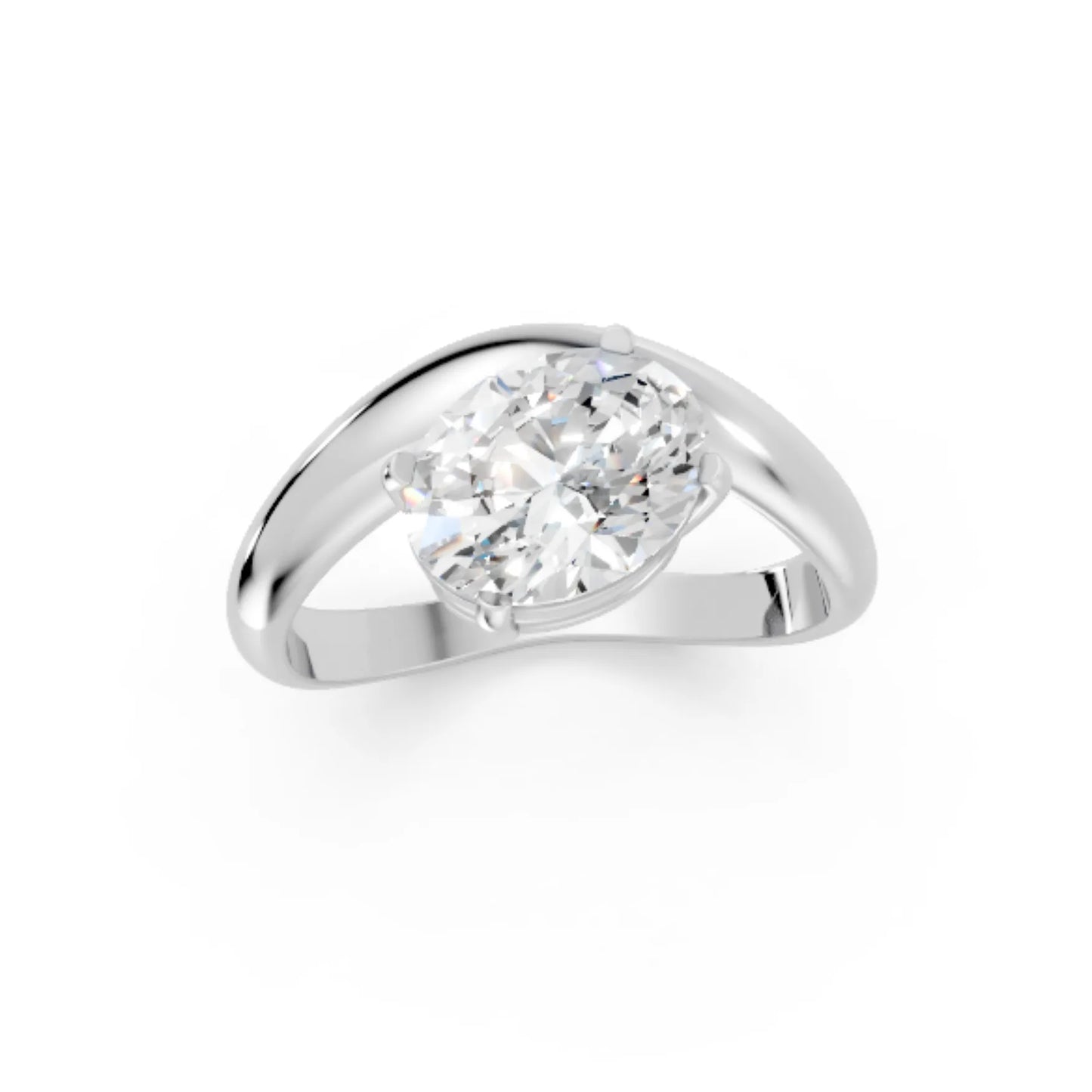 14K Gold Oval Cut Diamond Cloud Engagement Ring
