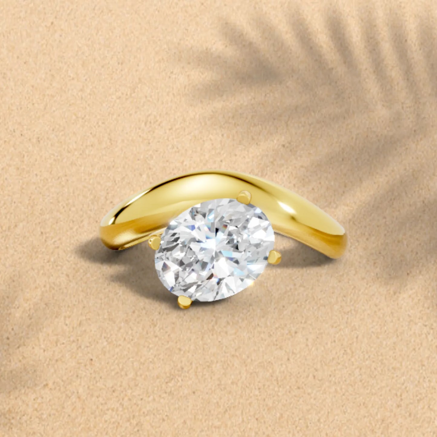14K Gold Oval Cut Diamond Cloud Engagement Ring