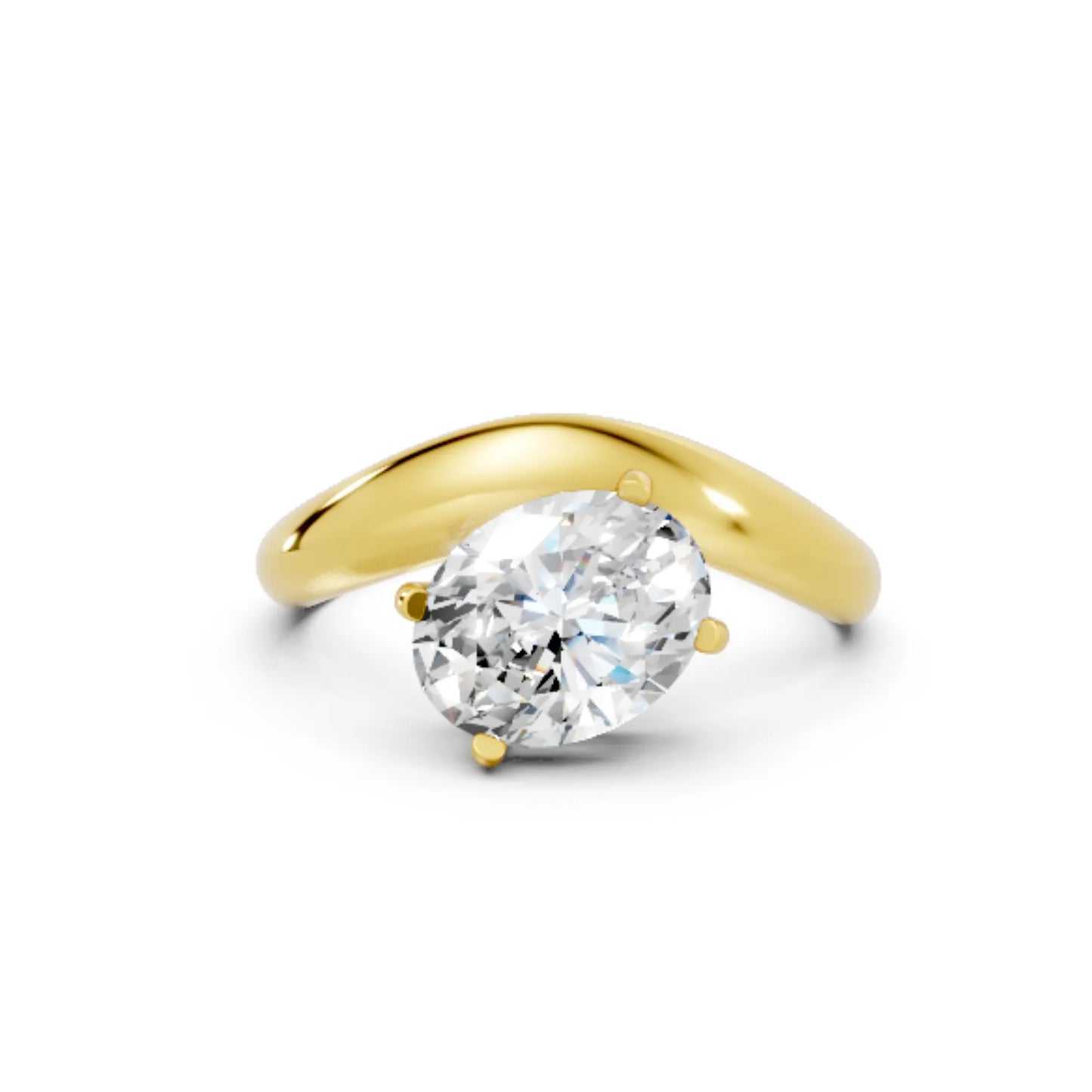 14K Gold Oval Cut Diamond Cloud Engagement Ring