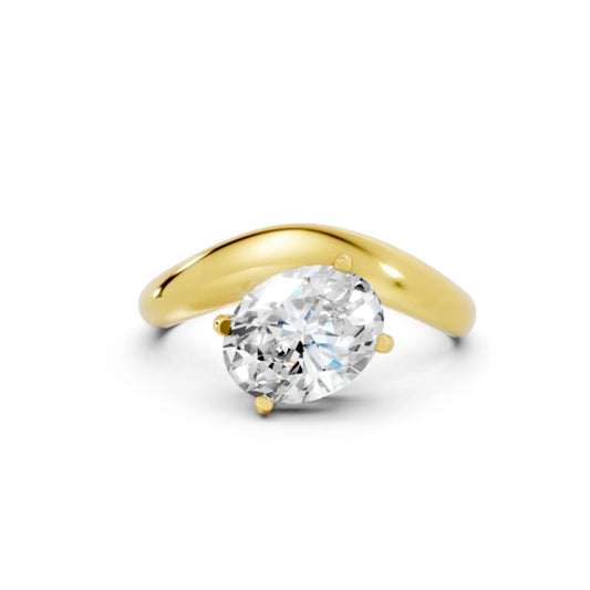 14K Gold Oval Cut Diamond Cloud Engagement Ring