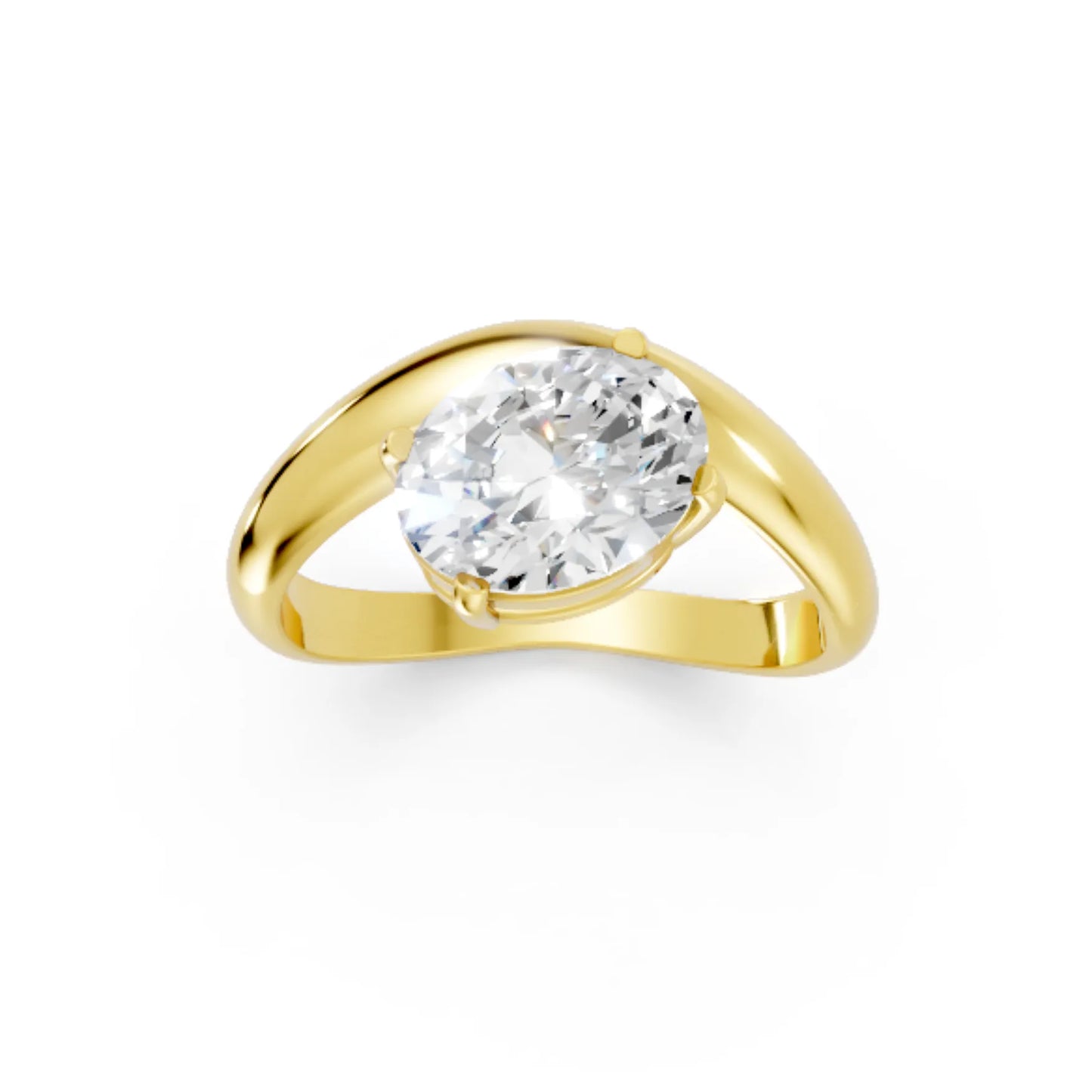 14K Gold Oval Cut Diamond Cloud Engagement Ring