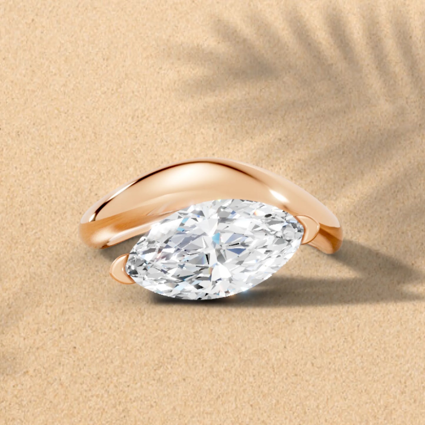 14K Gold Marquise Cut Diamond Cloud Engagement Ring