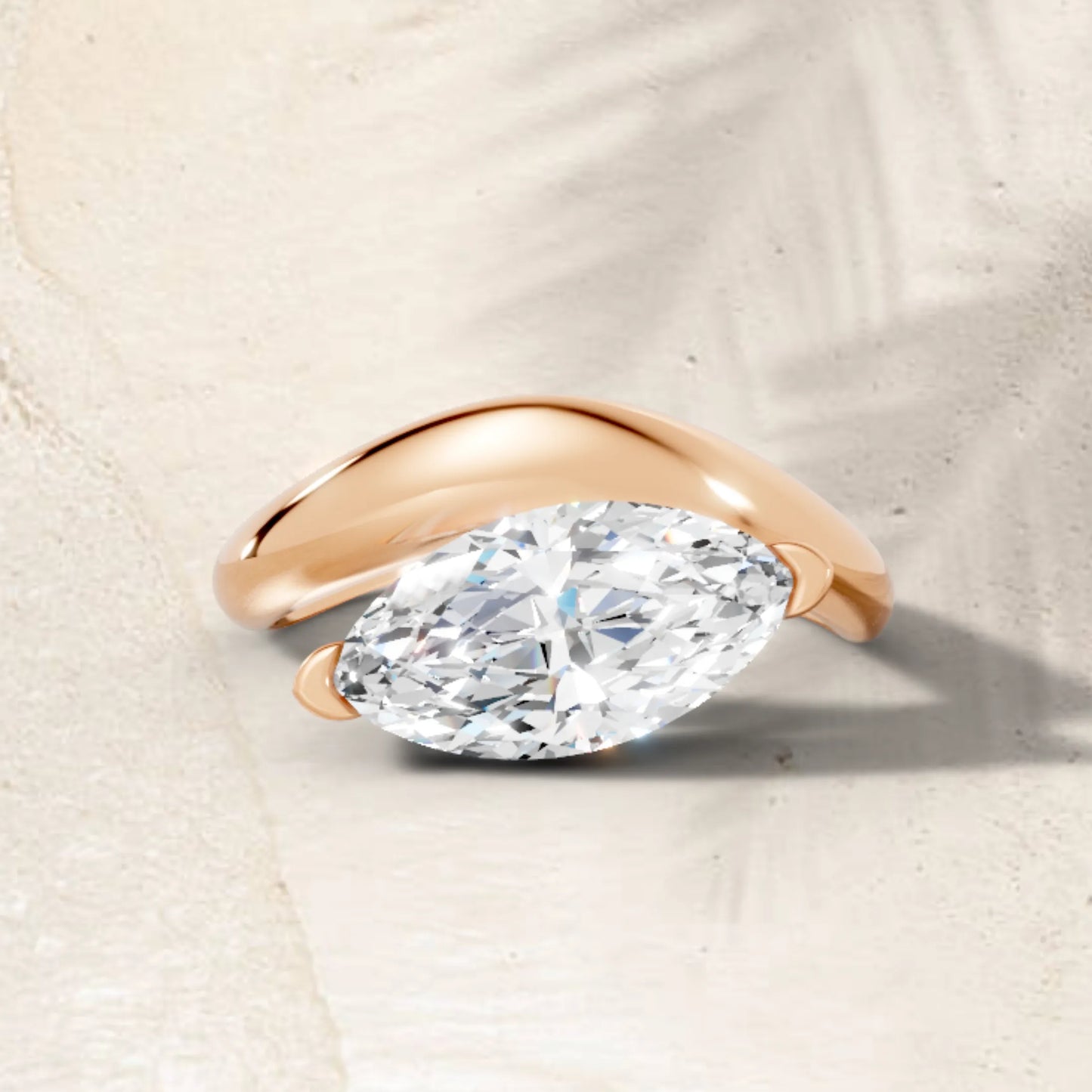 14K Gold Marquise Cut Diamond Cloud Engagement Ring