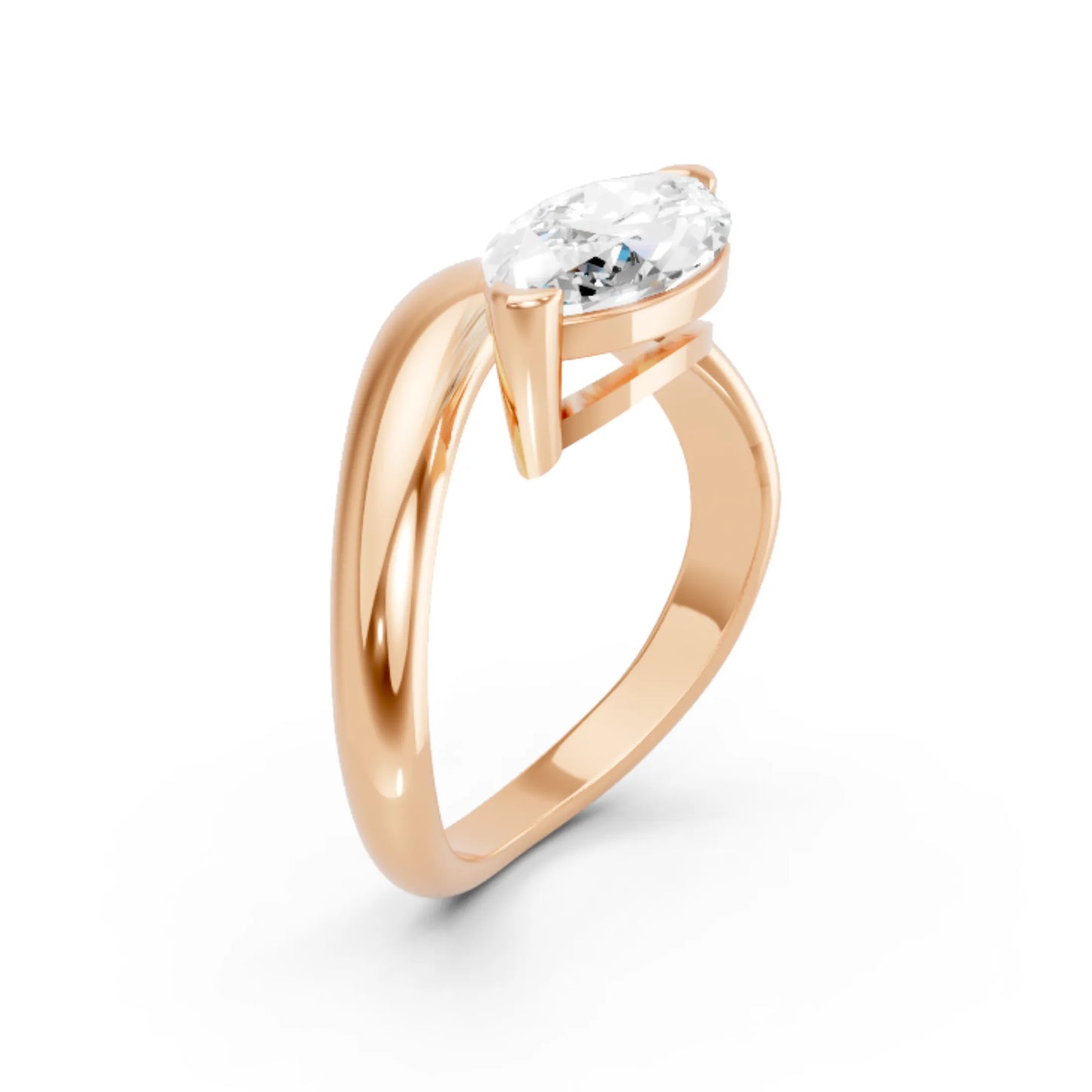 14K Gold Marquise Cut Diamond Cloud Engagement Ring
