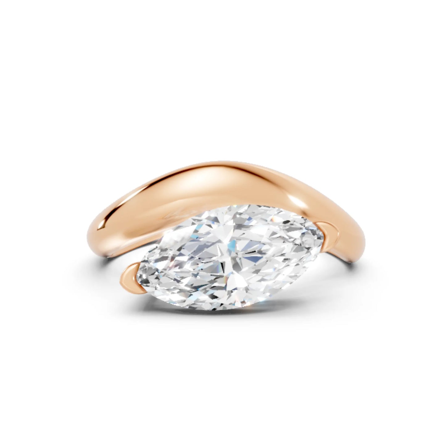 14K Gold Marquise Cut Diamond Cloud Engagement Ring
